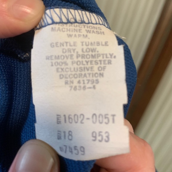 Vintage 70’s 100% Polyester Pants Flare Leg Blue Tall 30” Inseam - Elastic Waist - Picture 6 of 6